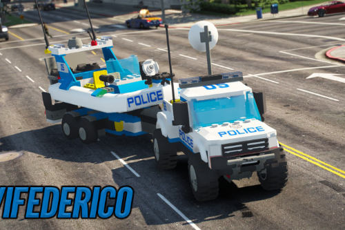 Lego City - Police patrol and trailer boat [Add-On / Replace | ELS]